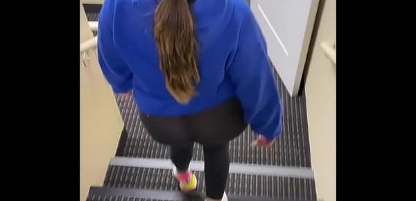  Public teasing leads to some staircase fun